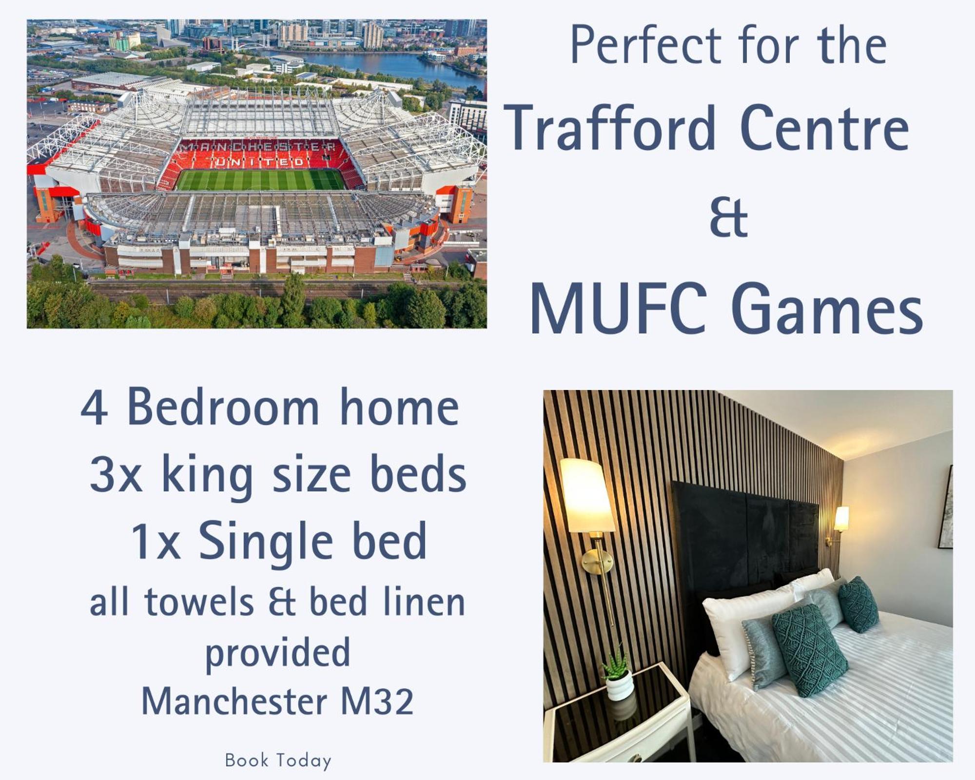 Waterside Mufc & Trafford Centre Townhouse 4 Bedroom Free Parking Manchester Exteriör bild